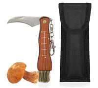 Oramics - Navaja para setas con cepillo y regla, mango de madera, hoja de acero inoxidable, navaja de bolsillo para champiñones y trufas, color natural marrón