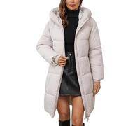 ORANDESIGNE Abrigos Plumas Mujer Largo Invierno Plumifero con Capucha Chaqueta Acolchada Gruesa Cálido Plumas Talla Grande A Beige M