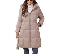 ORANDESIGNE Abrigos Plumas Mujer Largo Invierno Plumifero con Capucha Chaqueta Acolchada Gruesa Cálido Plumas Talla Grande A Caqui XXL