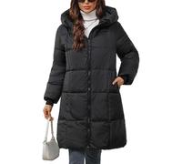 ORANDESIGNE Abrigos Plumas Mujer Largo Invierno Plumifero con Capucha Chaqueta Acolchada Gruesa Cálido Plumas Talla Grande A Negro 3XL