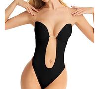 ORANDESIGNE Body sin Espalda para Mujer Sujetador Espalda Descubierta con Tirantes Transparentes Body Moldeador Faja Body Shapewear Invisible Lencería para Novia Fiesta Vestido A Negro XL