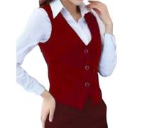 ORANDESIGNE Chaleco para Mujer Slim Fit Ropa de Oficina Chaleco de Traje Ajustado Vintage Cuello en V Chaqueta sin Mangas Ropa de Negocios E Vino Rojo XS