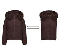 ORANDESIGNE Chaqueta Acolchada Mujer Invierno Plumifero con Capucha 2 in 1 Chaquetas Plumas Corta Mangas Desmontables Chaleco Plumas A Marrón XS