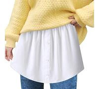 ORANDESIGNE Extensor de Camisa de Minifalda para Mujer, Extensores de Camisa con Capas de Dobladillo de Barrido Inferior con Banda elástica en la Cintura y Dobladillo para Mujeres y niñas A Blanco M