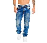 ORANDESIGNE Hombres Vaqueros para Hombre Pantalones Destruido Parcheado con Costura Decorativa Moderno y Casual B Azul Claro XXL