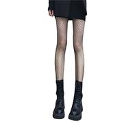 ORANDESIGNE Mujer Medias de Red de Cintura Alta Medias Delgadas Negras Semi Transparente Señoras Pantimedias con Patrón Harajuku Floral Striped Patterned Lace Tights O Negro Talla única