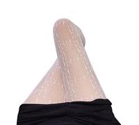 ORANDESIGNE Mujer Medias de Red de Cintura Alta Medias Delgadas Negras Semi Transparente Señoras Pantimedias con Patrón Harajuku Floral Striped Patterned Lace Tights V Negro Talla única