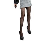 ORANDESIGNE Mujer Medias de Red de Cintura Alta Medias Delgadas Negras Semi Transparente Señoras Pantimedias con Patrón Harajuku Floral Striped Patterned Lace Tights A Negro Talla única