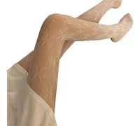 ORANDESIGNE Mujer Medias de Red de Cintura Alta Medias Delgadas Negras Semi Transparente Señoras Pantimedias con Patrón Harajuku Floral Striped Patterned Lace Tights I Blanco Talla única