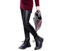 ORANDESIGNE Niña Leggings de Cuero Imitación Pantalones Largo de Elásticos Cintura Pantalones de Lápiz de Térmicos Jeggings Slim Fit Pantalones de Lápiz A Negro 130