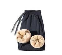 ORANDESIGNE Pantalones de chándal de Lana para Hombre Pantalones Rectos Pantalones de Chándal de Terciopelo Cálido de Invierno Pantalones para Exterior 01 Azul Oscuro XXL