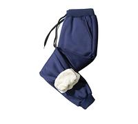 ORANDESIGNE Pantalones de chándal de Lana para Hombre Pantalones Rectos Pantalones de Chándal de Terciopelo Cálido de Invierno Pantalones para Exterior A Azul XS