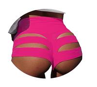 ORANDESIGNE Taille Workout Fitness Shorts Cheer Booty Dance Shorts Doorkijkmodel Mesh Patchwork Paaldansen Clubwear A Rose XS