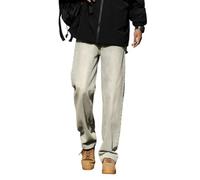 ORANDESIGNE Vaqueros Hombre Pantalones Vaqueros Hip Hop Jeans Pantalon Vaquero de Pierna Ancha Y2K Streetwear A Beige L