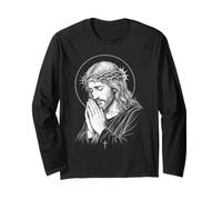 Orando a Jesús Diseño Gráfico para Amantes de la Iglesia Fe Manga Larga