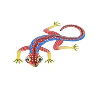 (orange)2 Pack Gecko Wall Decoration Lizard Art Ornament Hanging For Garden Porchred+blue