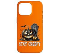 Orange and Black Halloween Gothic Accessories Stay Creepy Carcasa para iPhone 16 Pro