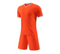 (Orange Blank, 2XL Height 175-180CM) Football Jersey Men Boys Customize Soccer Uniforms Kit Sports Clothes Women Futbol Sportswear Training