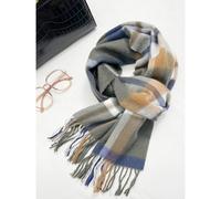 (Orange blue grid, 190cm) Men's & Women's Pure Wool Scarf - New Autumn Winter Plaid Neckwear, Warm Versatile Gift Wrap