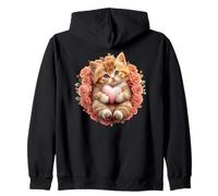 Orange Cat Floral Tabby Cat Lady Cat Heart Kitten Cat Lovers Sudadera con Capucha