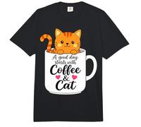 Orange Cat Mom Funny Coffee & Cats Graphic Comfort Colors Adult Heavyweight T-Shirt