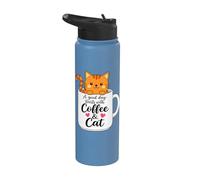 Orange Cat Mom Funny Coffee & Cats Graphic Stainless Steel Insulated Water Bottle