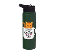 Orange Cat Mom Funny Coffee & Cats Graphic Stainless Steel Insulated Water Bottle