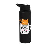 Orange Cat Mom Funny Coffee & Cats Graphic Stainless Steel Insulated Water Bottle