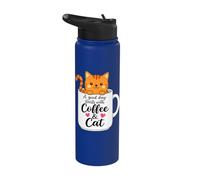 Orange Cat Mom Funny Coffee & Cats Graphic Stainless Steel Insulated Water Bottle
