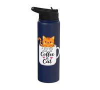 Orange Cat Mom Funny Coffee & Cats Graphic Stainless Steel Insulated Water Bottle