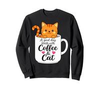 Orange Cat Mom Funny Coffee & Cats Graphic Sudadera