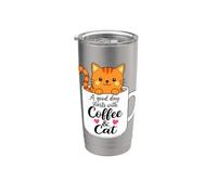 Orange Cat Mom Funny Coffee & Cats Graphic Vaso térmico de acero inoxidable de doble pared