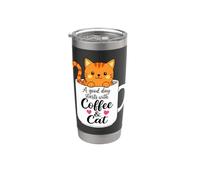 Orange Cat Mom Funny Coffee & Cats Graphic Vaso térmico de acero inoxidable de doble pared
