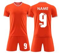 (Orange Custom, M Height 160-165CM) Football Jersey Men Boys Customize Soccer Uniforms Kit Sports Clothes Women Futbol Sportswear Training