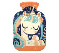 Orange Cute Unicorns - Botella de agua caliente con tapa suave, bolsa de agua de 2 L para dolor muscular, dolor muscular