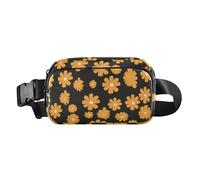 Orange Daisy - Bolsa cruzada negra para mujer de negocios, gran capacidad con correa ajustable para compras, deportes, trabajo, mochilas para hombres de cintura, naranja margarita negra, Moderno