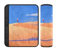 Orange Desert Art Blue Sky - Paquete de 2 cojines para correa de hombro, libera el estrés en tu cuello y hombros, almohadilla para cinturón de seguridad para bolsa
