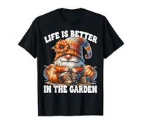 Orange Fall GNOME Grandpa Life Is Better In The Garden Camiseta