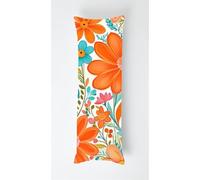 Orange Flower Body Pillow Case Cover 50x150cm, Long Backrest Cushion Pillow Protector with Zipper, Decorative Bedding Pillowcase, Soft Body Pillow Cover for Couch Bedroom Plant