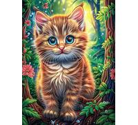 Orange Gato atigrado en el Bosque Encantado Puzzle 1000 Piezas Impossible Creativo Único Animal-Planta Rompecabezas 3D Obra De Arte para Toda La Familia Juguete Educativo Decoración 1000 PCS