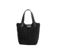 Orange Girl Lamb Fur Tote Bag Women's Winter Plu Mother-Child Handbag Crossbody(Black)