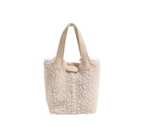 Orange Girl Lamb Fur Tote Bag Women's Winter Plu Mother-Child Handbag Crossbody(Off-white)