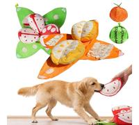 Orange Hide and Seek Plush Dog Toy, Easy to Clean Watermelon Snuffle Toy, Nosework Pet Toys with Crinkle Paper, Interactive Puzzle Toys for Small, Medium & Large Dogs (Mix)