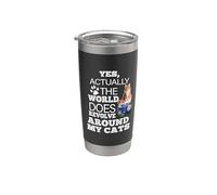 Orange Maine Coon Cat The World Does Revolve Around My Cats Vaso térmico de acero inoxidable de doble pared