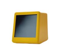 (Orange) Mini Portable Meteorological Station WIFI Intelligent Desktop Clock 1.54" Digital LCD Screen Clock Home Tabletop Decors