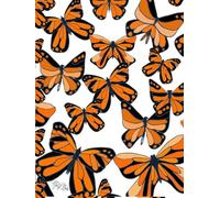 Orange Monarch Butterflies, 200 Unlined, Floral Detailed Page, 8x11, Hardcover Journal, Art Pad, Sketchbook, Drawing Book: Made With Hand-Drawn And ... By: Artist Mary Elisabeth Linder @ MaryEMade