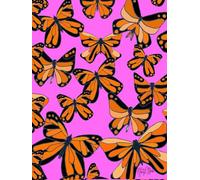 Orange Monarch Butterflies, 200 Unlined, Magenta Pink, Floral Detailed Page, 8x11, Hardcover Journal, Art Pad, Sketchbook, Drawing Book: Made With ... By: Artist Mary Elisabeth Linder @ MaryEMade