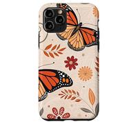 Orange Monarch Butterfly Flowers Brown Fall Butterfly Floral Carcasa para iPhone 11 Pro