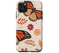 Orange Monarch Butterfly Flowers Brown Fall Butterfly Floral Carcasa para iPhone 11 Pro MAX