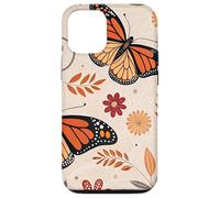 Orange Monarch Butterfly Flowers Brown Fall Butterfly Floral Carcasa para iPhone 12/12 Pro